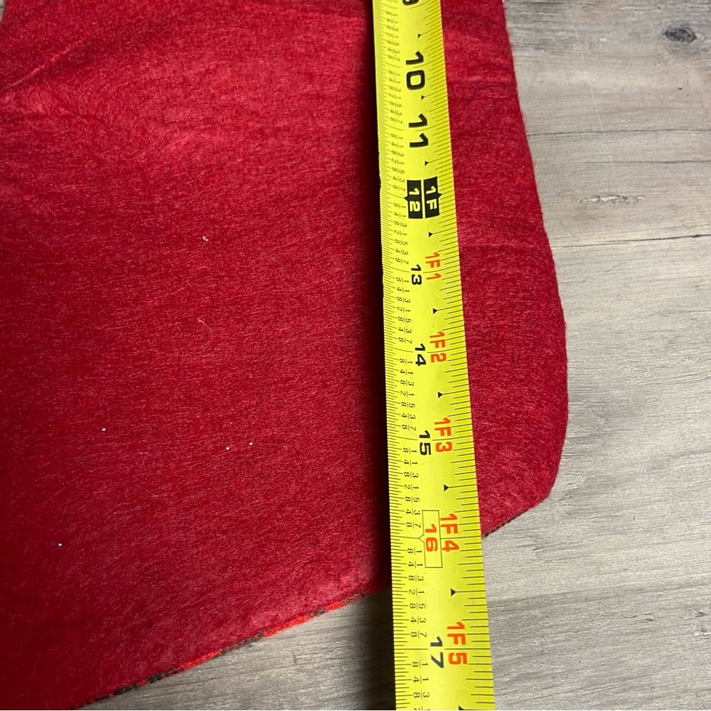 Christmas Stockings Set of 2 Red Gray Fuzzy Top Snowflake Pattern Hanging Plaid - Picture 8 of 10